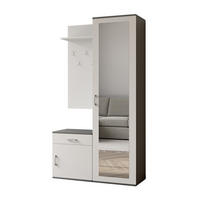 GARDEROBE Patricia 100 cm mit Spiegel, mit Schuhschrank und Schublade, grau, weiß - Weiß/Grau, Kunststoff (100/181/35cm) - Margaret Hadas24