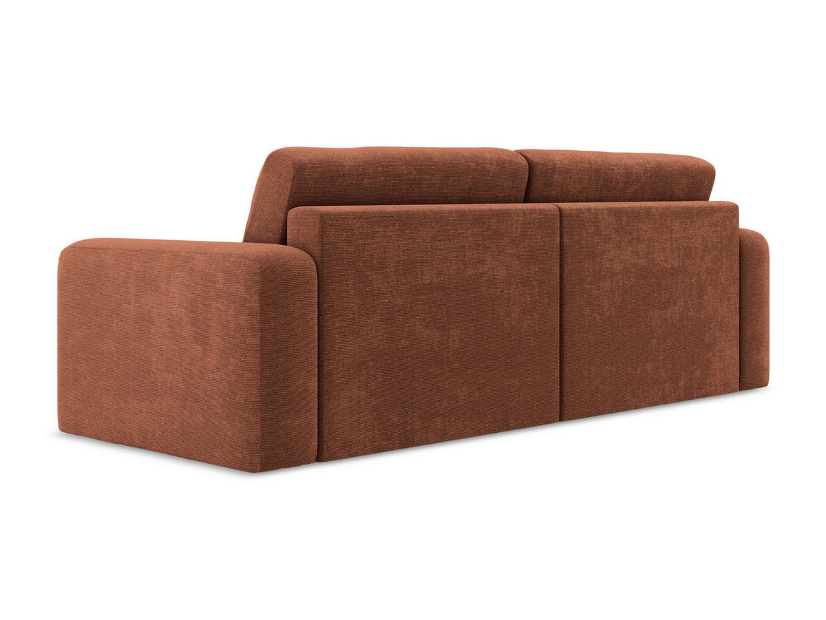 3-SITZER SOFA mit Schlaffunktion Chenille Stoff Orange - Terra cotta/Schwarz, Kunststoff/Textil (244/79/102cm) - Makamii