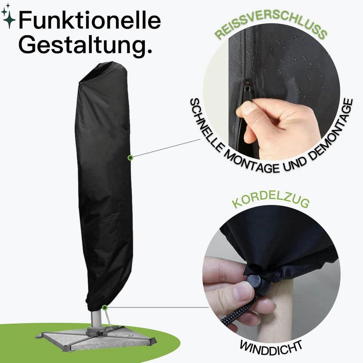 SONNENSCHIRM Schutzhülle 265 cm 420D Oxford Wasserdicht - Schwarz, Textil (70/265/40cm)