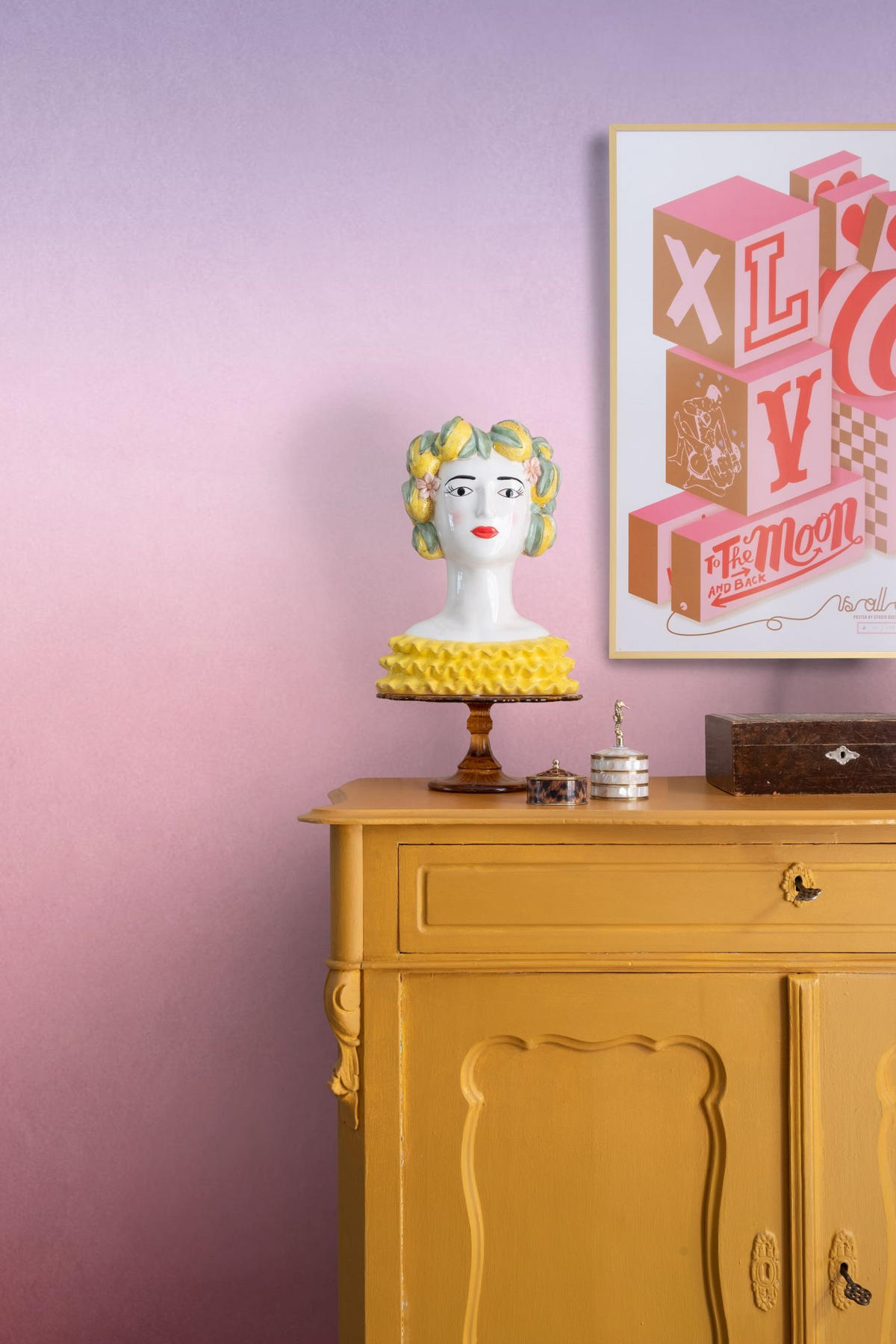 FOTOTAPETE Dip-Dye Muster 200 x 279 cm - Pink, Papier (200/279cm) - ESTAhome