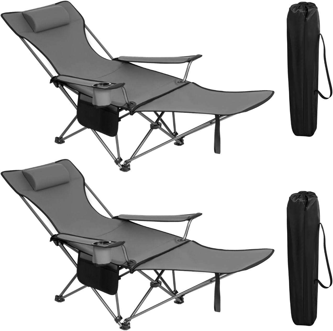Woltu Campingstuhl Grau 84x88.5x160 cm
