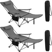 CAMPINGSTUHL Faltbar 2er Set mit Fußablage Grau - Grau, Textil (84/88.5/160cm) - Woltu