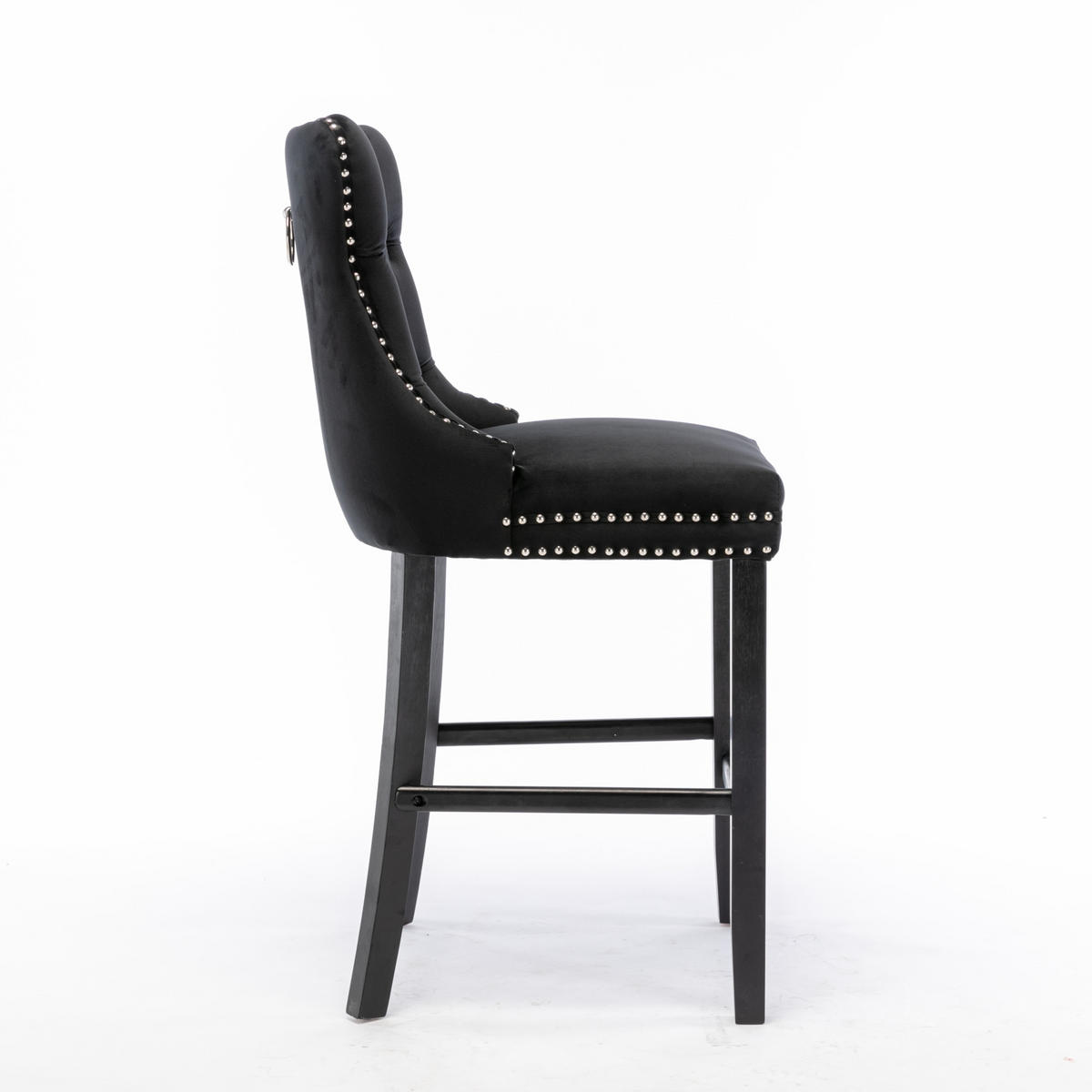 BARHOCKER 2er-Set aus Samt mit Holzbeinen, Schwarz - Schwarz, Textil (60/103/50cm)