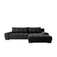 ECKSOFA WAVE Mit Schlaffunktion, Stoff SORO, Schwarz Rechts - Schwarz, Holz (281/105cm) - Kaiser Möbel