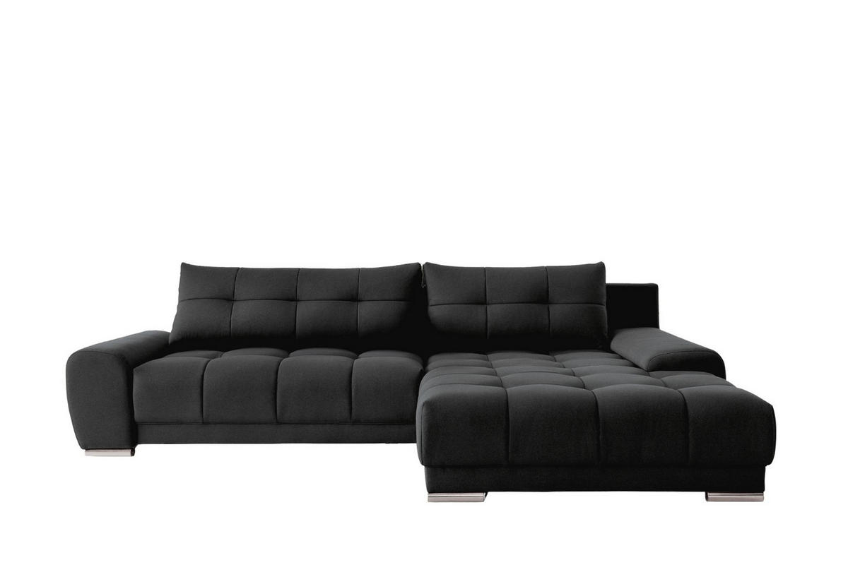 ECKSOFA WAVE Mit Schlaffunktion, Stoff SORO, Schwarz Rechts - Schwarz, Holz (281/105cm) - Kaiser Möbel