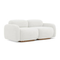 3-SITZER SOFA Bouclé Stoff Weiß - Weiß/Braun, Holz/Textil (190/73/95cm) - Makamii