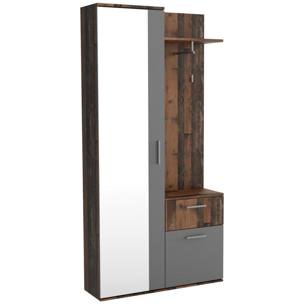 GARDEROBE Justin 97/196/30 anthrazit+old style - Anthrazit, Holzwerkstoff/Kunststoff (97/196/30cm) - Beautysofa