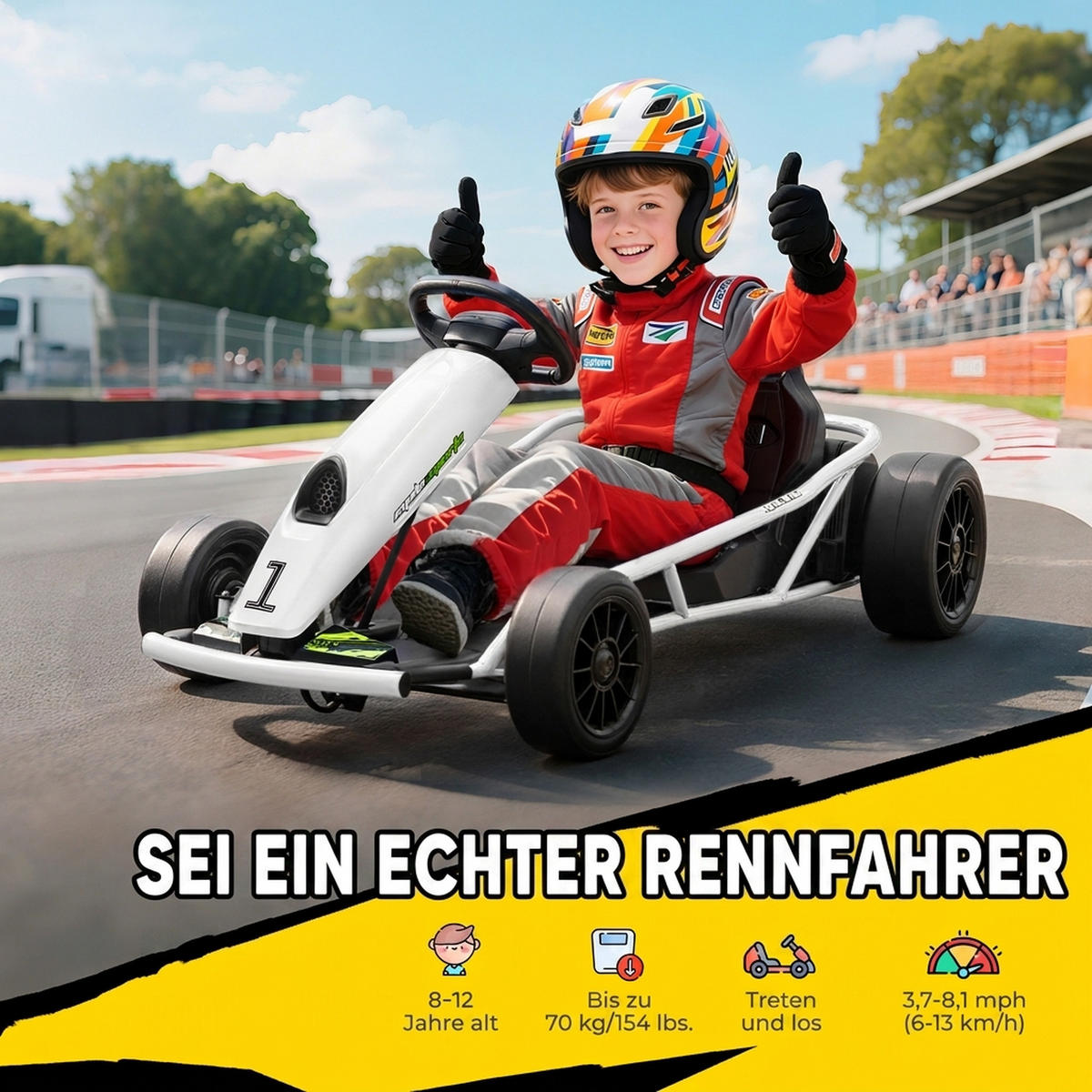 ELEKTRO-GO-KART Kunststoff Metall Weiß - Weiß, Kunststoff (115/77/54cm) - HOMCOM