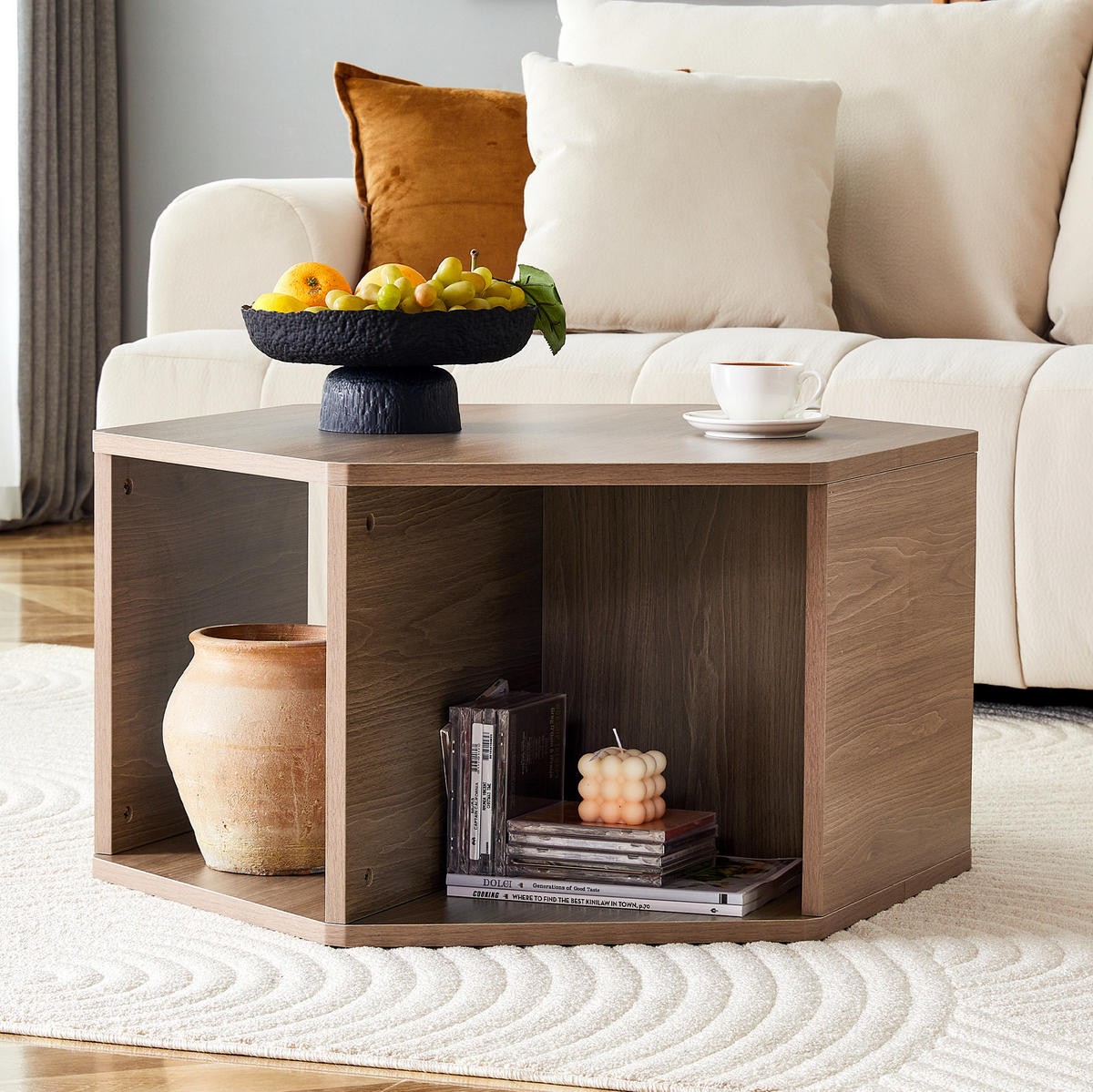 KONFERENČNÍ stolek z MDF, 79/69,4/40 cm hnědý - hnědá, kompozitní dřevo (79/69.4/48cm) - BEAOK