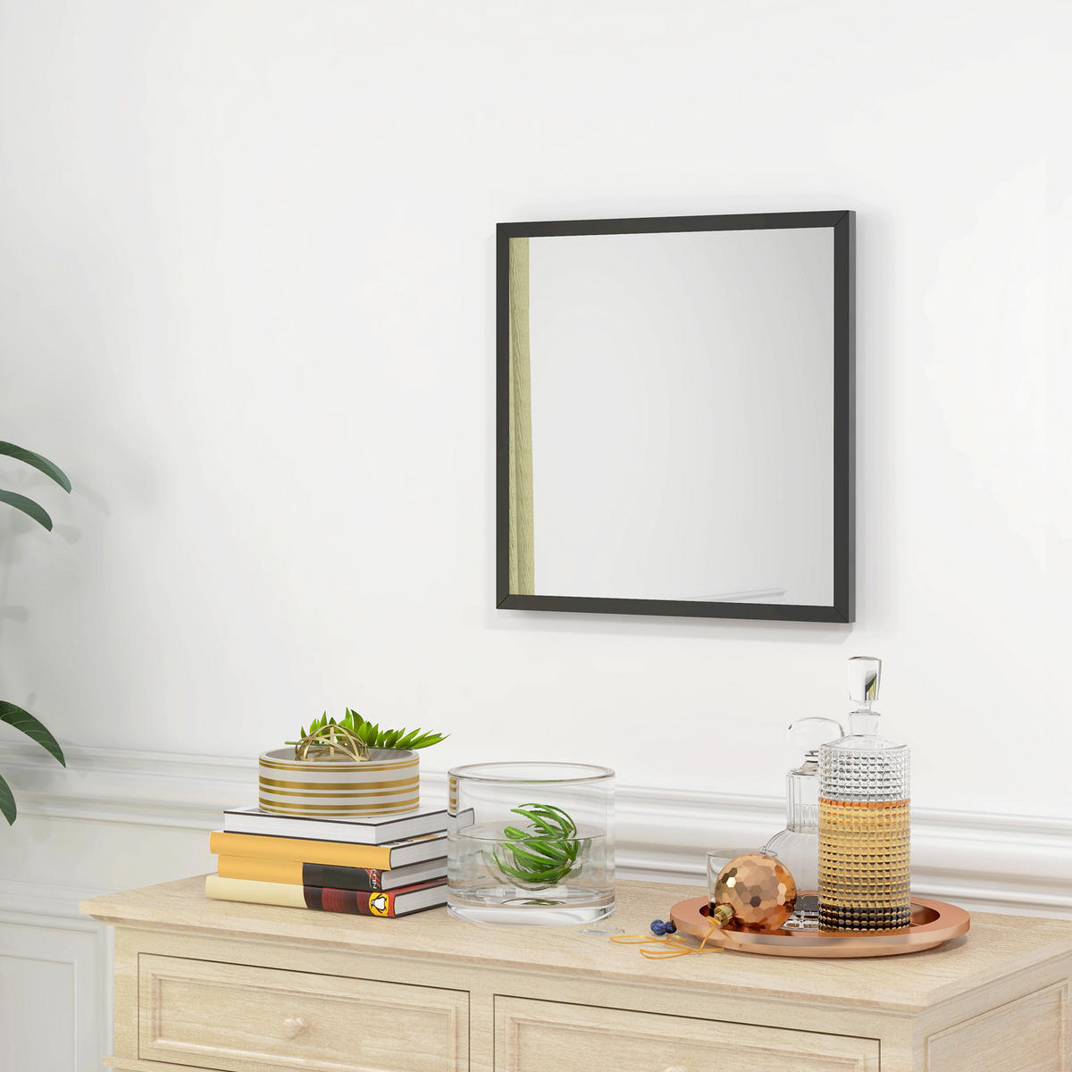 WANDSPIEGEL DE-14260 quadratisch 50x50 cm Schwarz - Schwarz, Glas (50/50/2cm) - ComfortXL