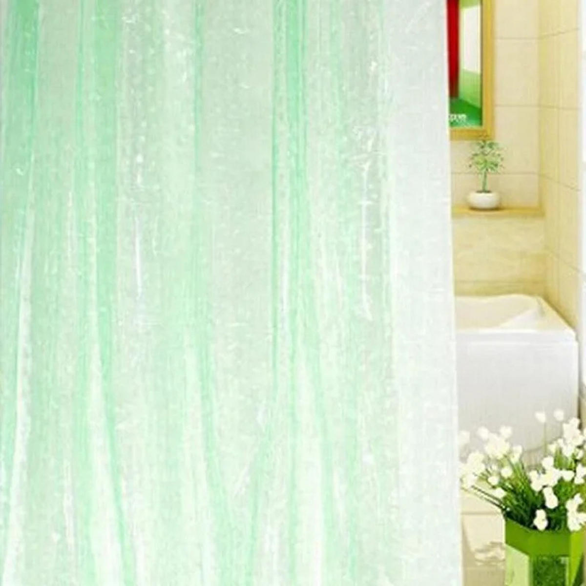 DUSCHVORHANG 200 cm transparent wasserdicht Badezimmer - Grün, Kunststoff (180/200cm) - MCBOSON