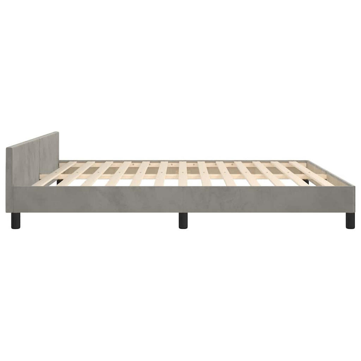 BETTGESTELL Ohne Matratze Hellgrau 180/200 Cm Samt - Grau, Holz (180/200cm) - vidaXL