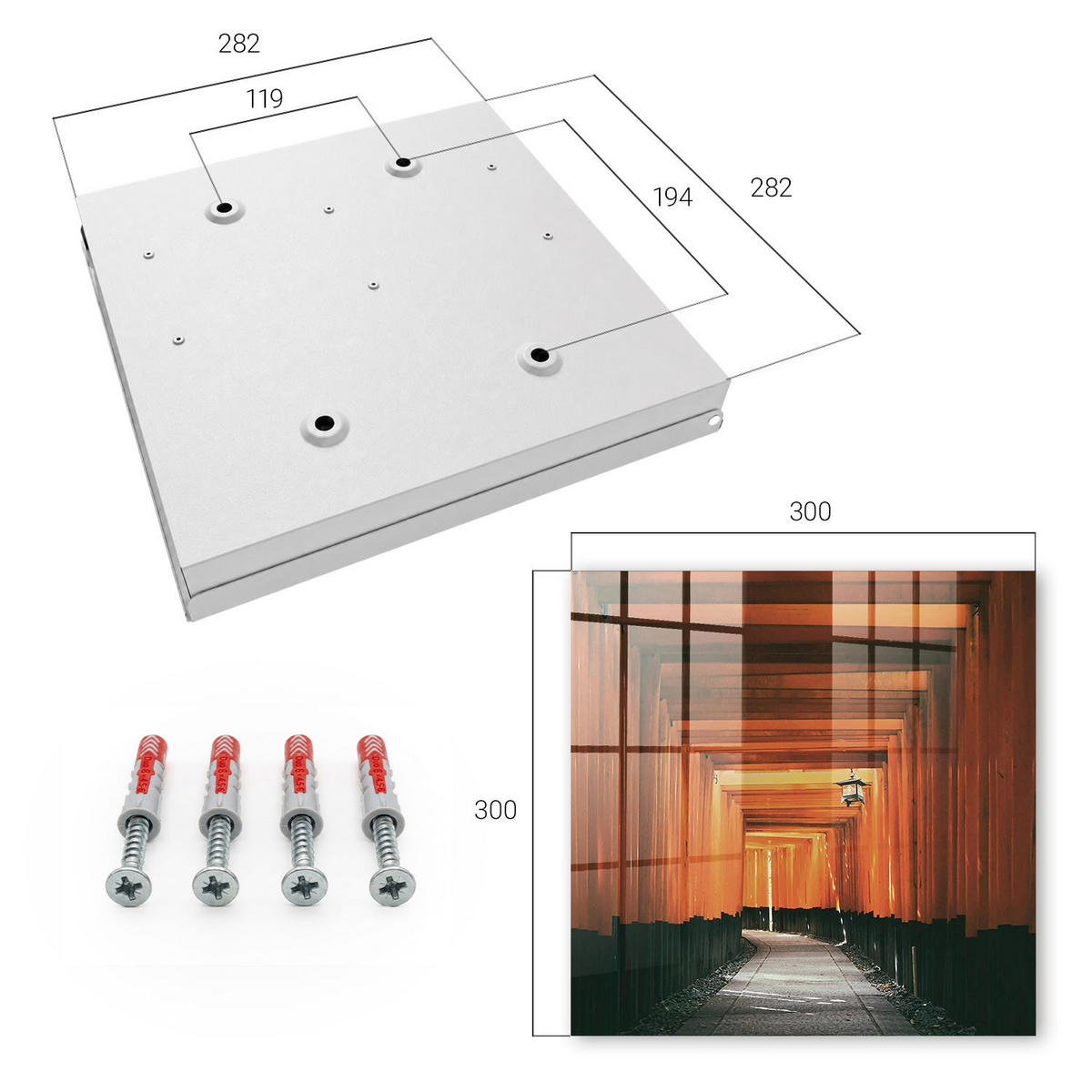SCHLÜSSELBOX Weiß 30x30 cm – Türöffnung nach rechts - Gelbe Tore - Gelb, Metall (30/30/5cm) - TULUP