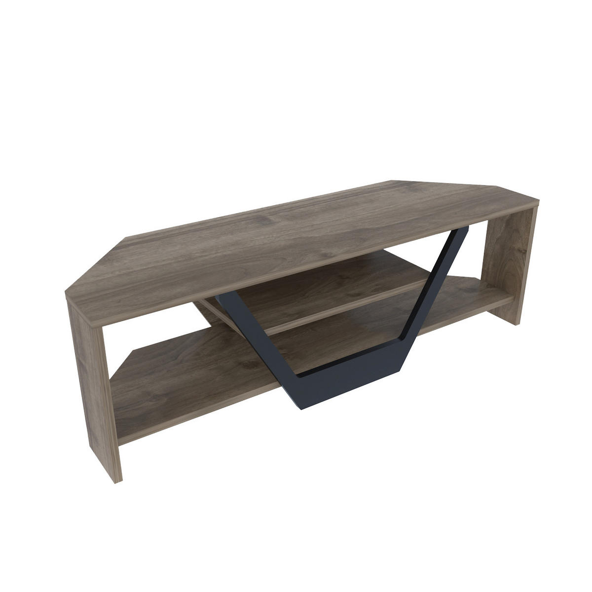 TV-ELEMENT Sares Walnuss Schwarz - Walnussfarben/Schwarz, Holzwerkstoff (120/36.8/35cm) - Decorotika