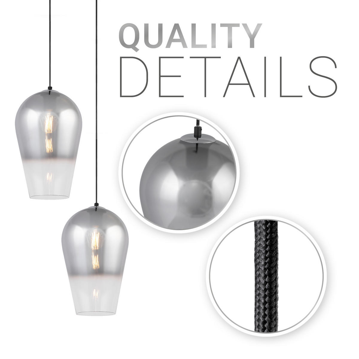 PENDELLEUCHTE Dalia - Chromfarben/Schwarz, Metall (22/22/35.4cm) - Paco Home