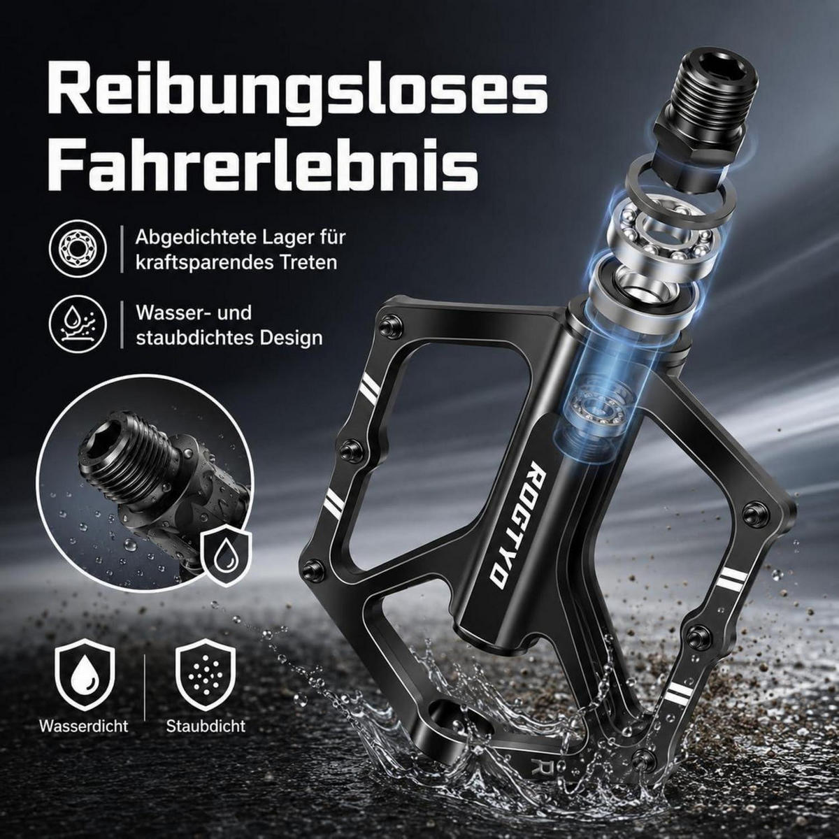 FAHRRADPEDALE Aluminium Leicht 304 g Paar 12,2 x 9,5 cm - Schwarz, Metall (9.5/2/12.2cm)