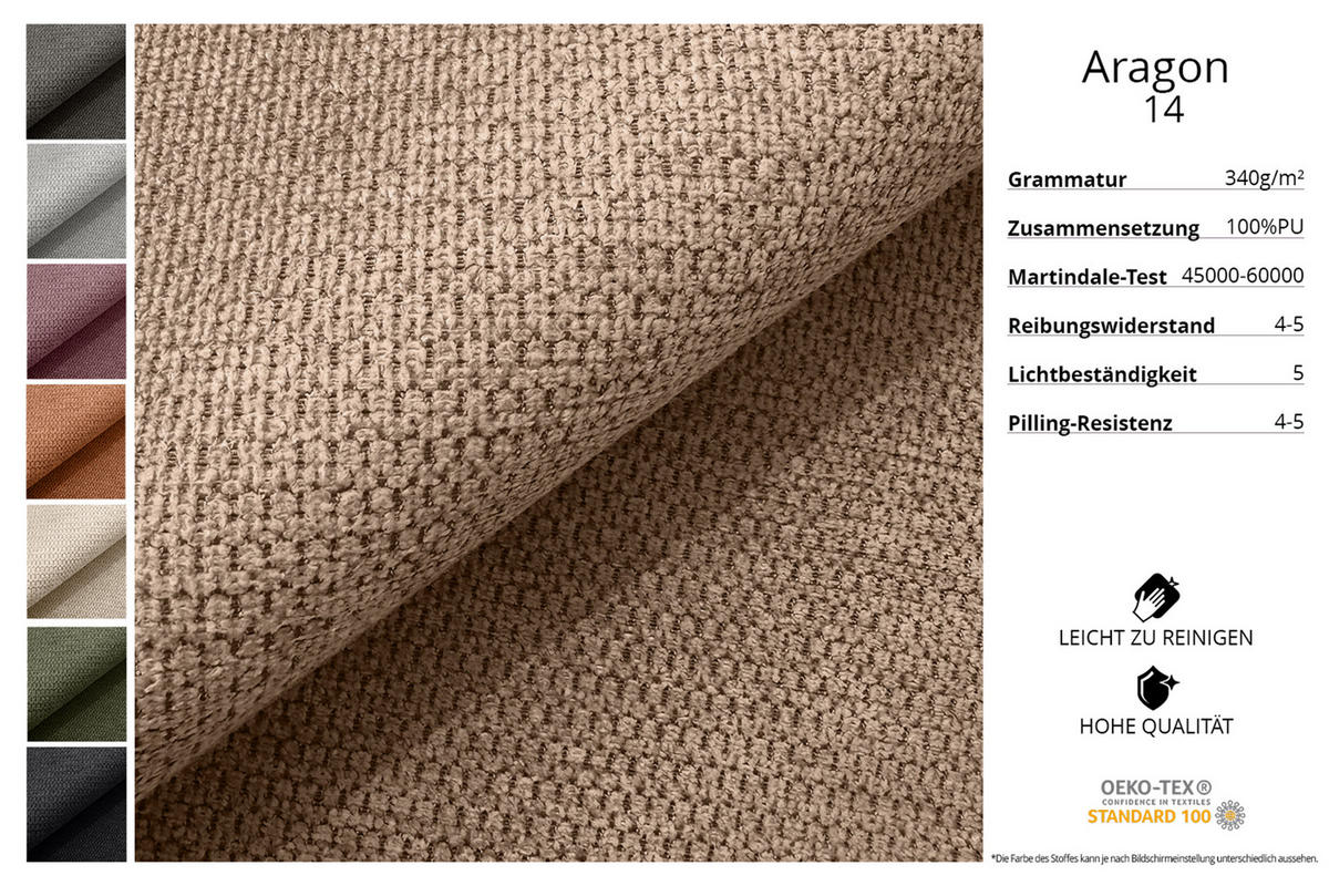 WOHNLANDSCHAFT mit Schlaffunktion und Bettkasten LIRA-L - 264x172x89 Dunkelbeige - Sahara, Holzwerkstoff/Textil (264/172cm) - ALTDECOR