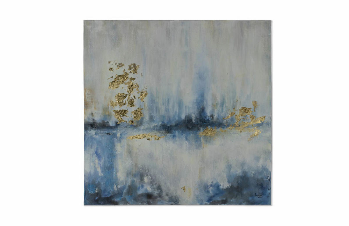 ACRYLBILD HANDGEMALT 80/80 cm - Blau/Beige, Holz/Textil (80/80cm) - KUNSTLOFT