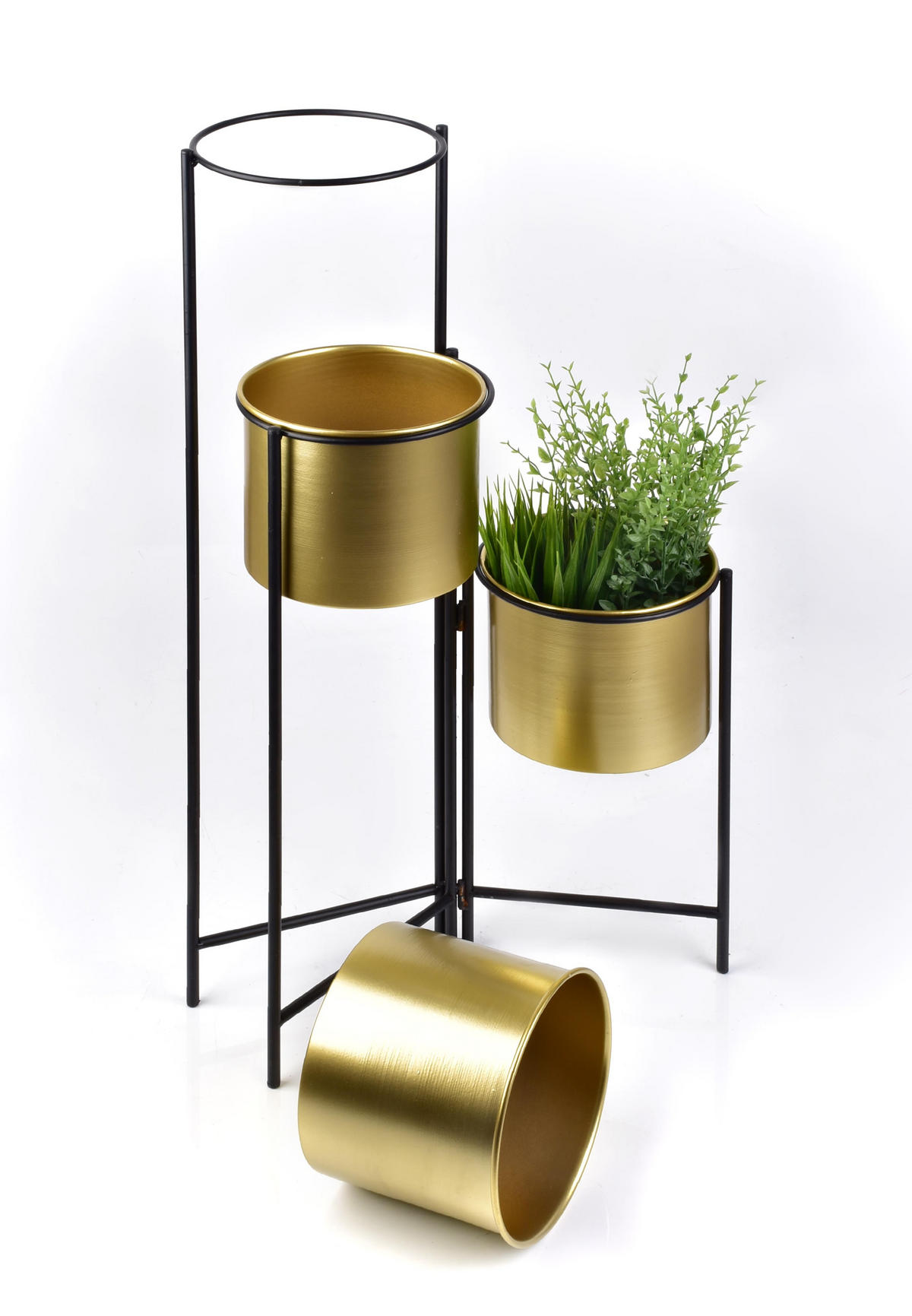 BLUMENTOPF Swen Gold 19.5/19.5/80 cm Metall - Goldfarben, Metall (80cm) - Mondex