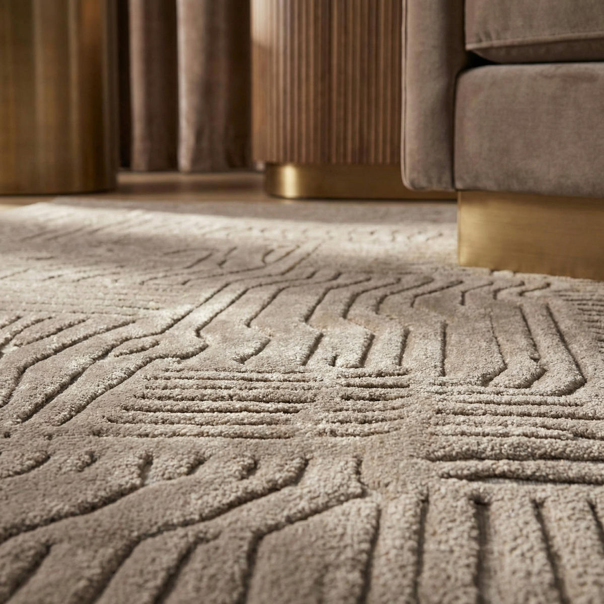 TEPPICH Strukturflor 3D hoch-tief abstrakt EDEN-Carlisle, Taupe 160x230 cm - Braun, Textil (160/230cm) - KADIMA DESIGN