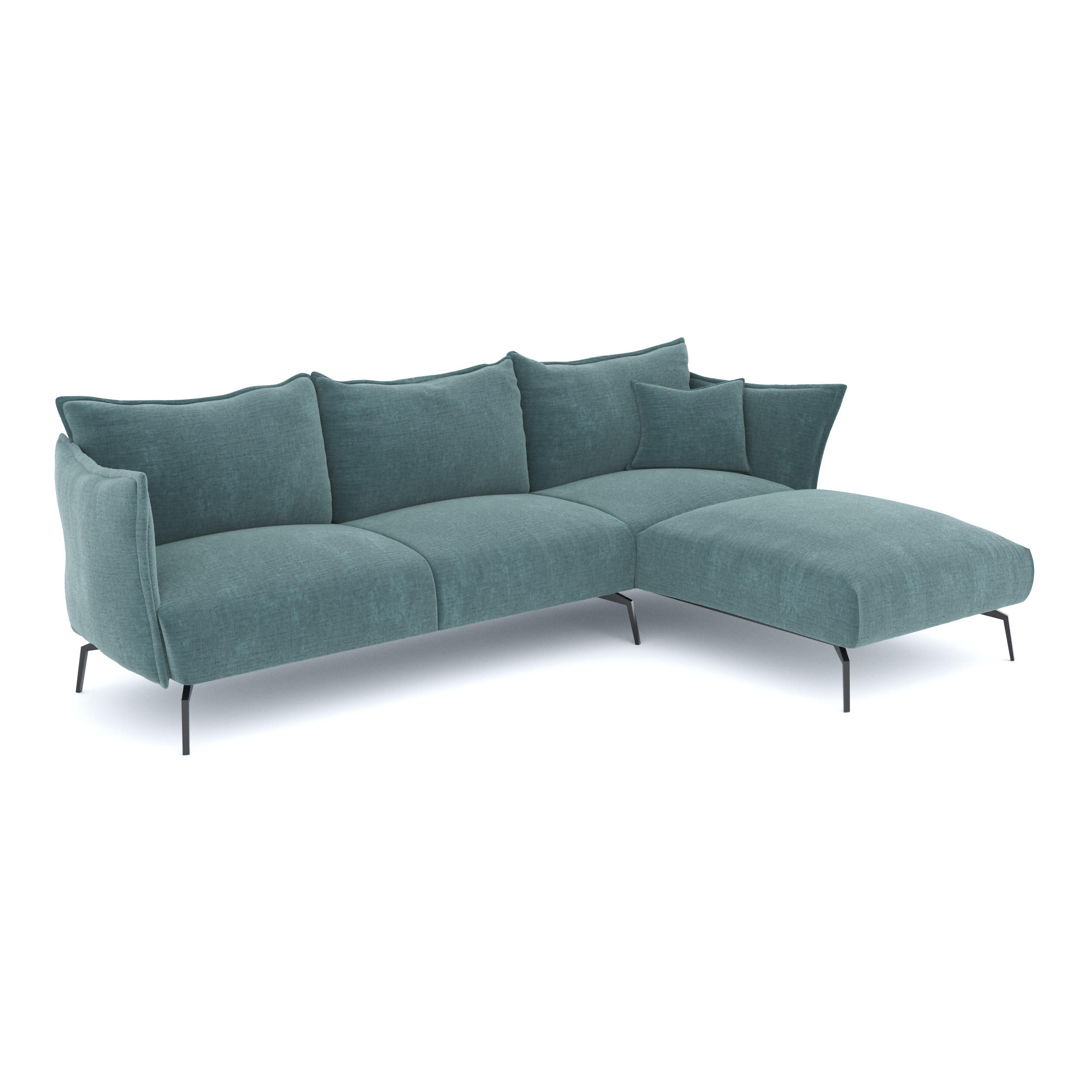 ECKSOFA RECHTS Texturierter Samt Ozeanblau 290cm - Dunkelblau, Textil (290/100cm) - Sia Home