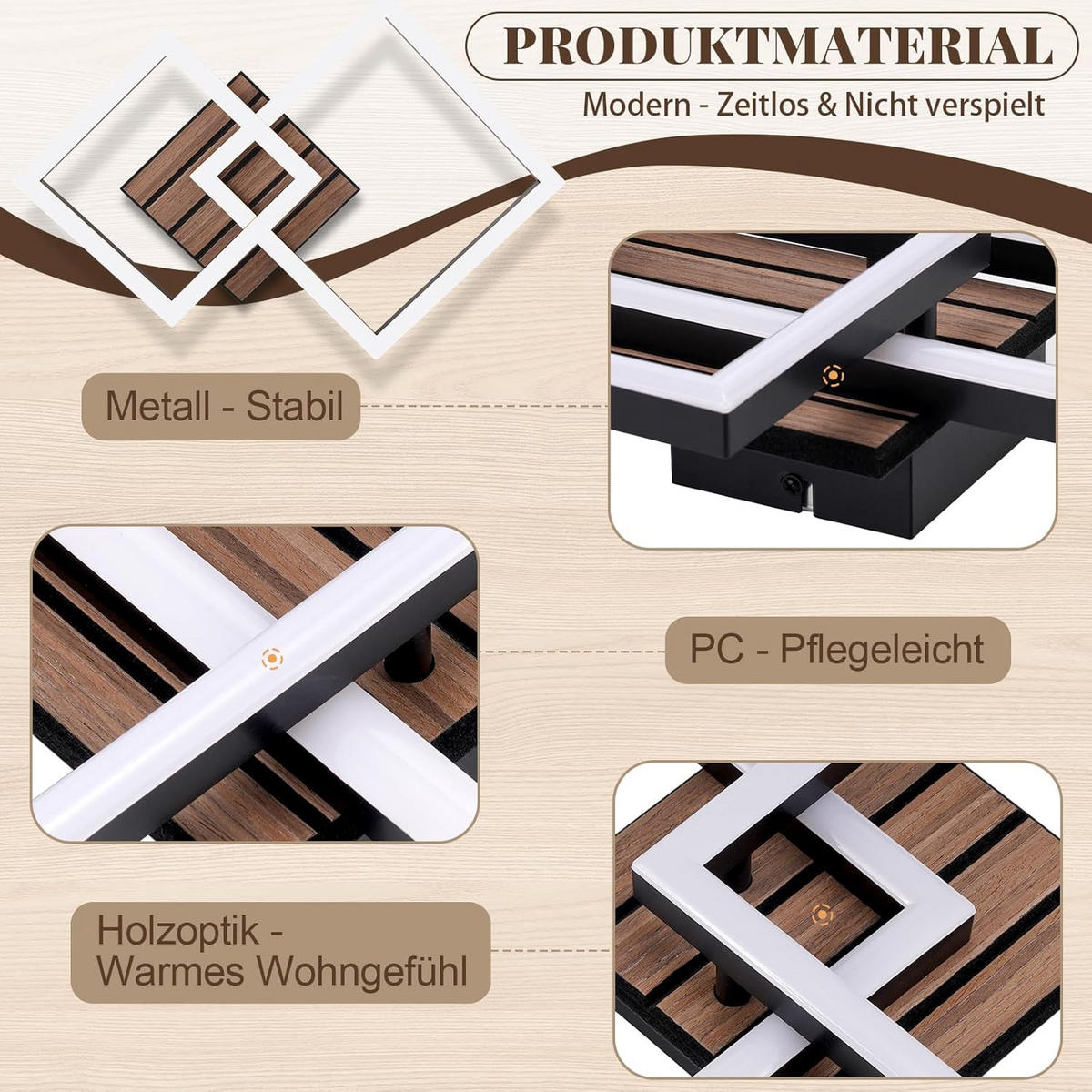 LED-DECKENLEUCHTE 31.5/31.5/7.5cm - Schwarz, Metall (31.5/31.5/7.5cm) - Nettlife