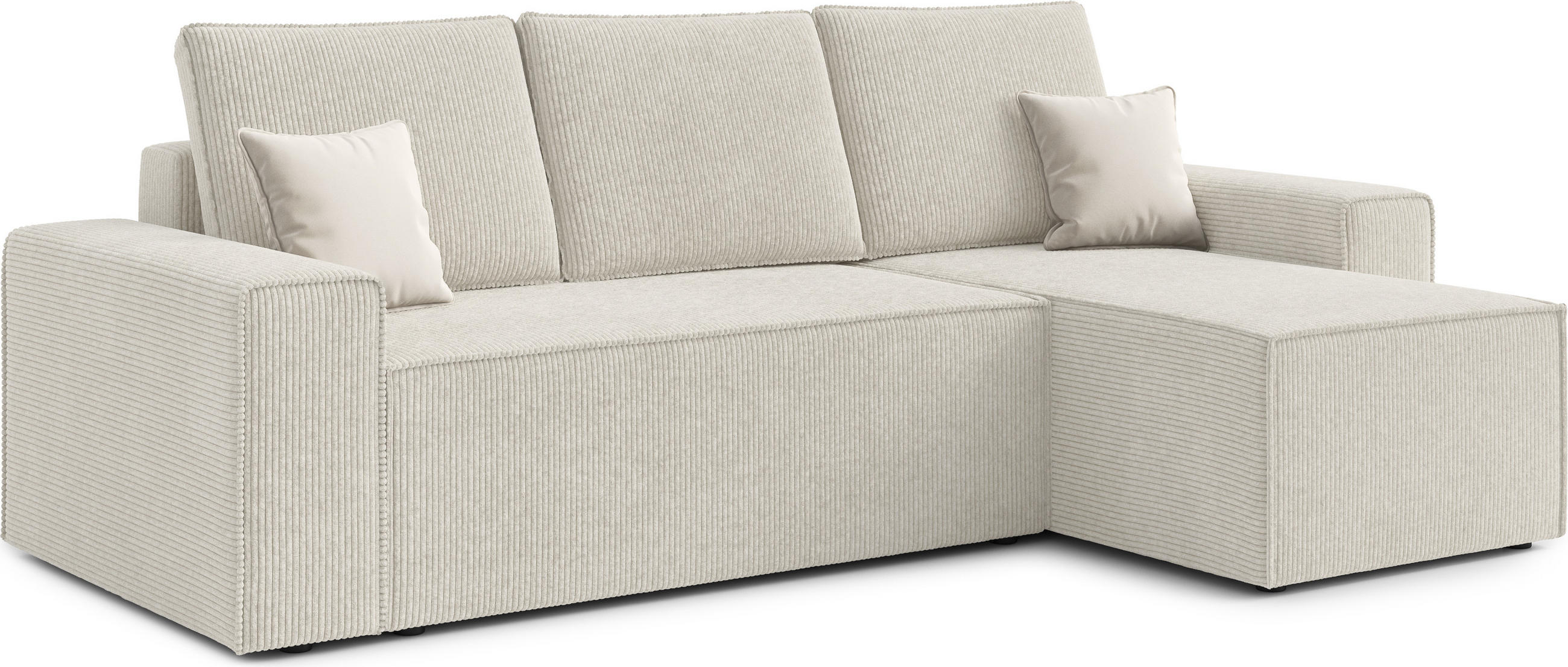 ECKSOFA L Form Talaton Beige 246/149/87 cm – mit Schlaffunktion und Bettkasten - Beige/Schwarz, Kunststoff/Textil (246/149cm) - AX Living