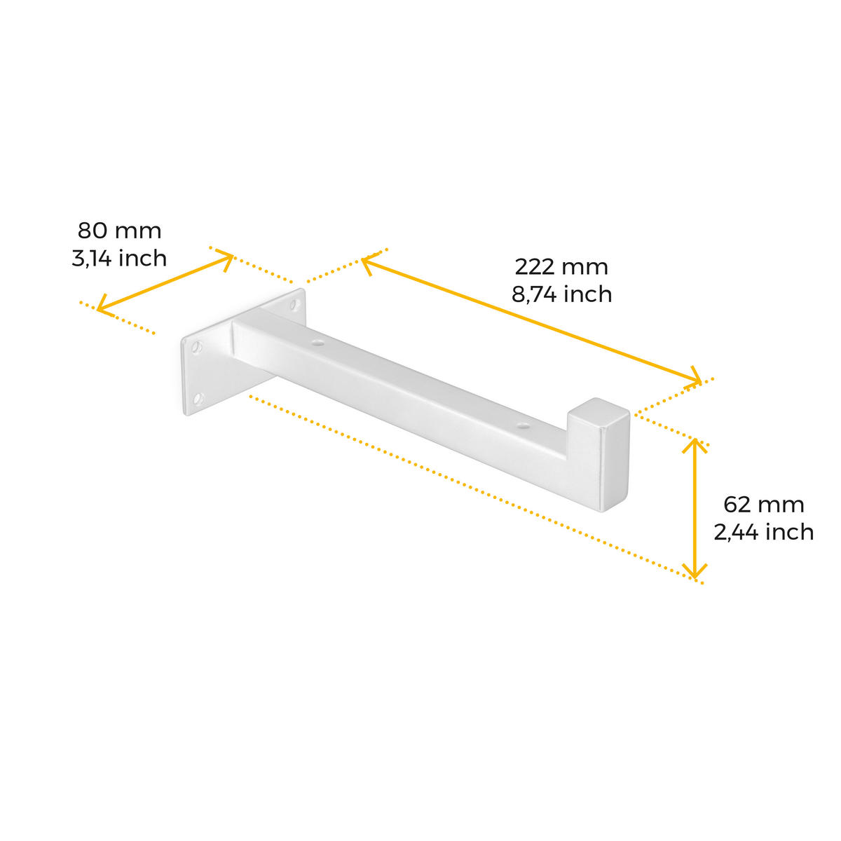 TRÄGER-SET für Regale in Holz Shelf mit Vierkantrohr, Stahl, Weiß - Weiß, Metall (11/5/24.5cm) - EMUCA