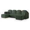 WOHNLANDSCHAFT NUBERO Grün Boucle-Stoff mit Schlaffunktion - Grün, Holz (220/85/143cm) - MASSENO