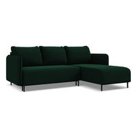ECKSOFA mit Schlaffunktion Samt Stoff Grün - Dunkelgrün/Schwarz, Holz/Textil (236/162cm) - Makamii