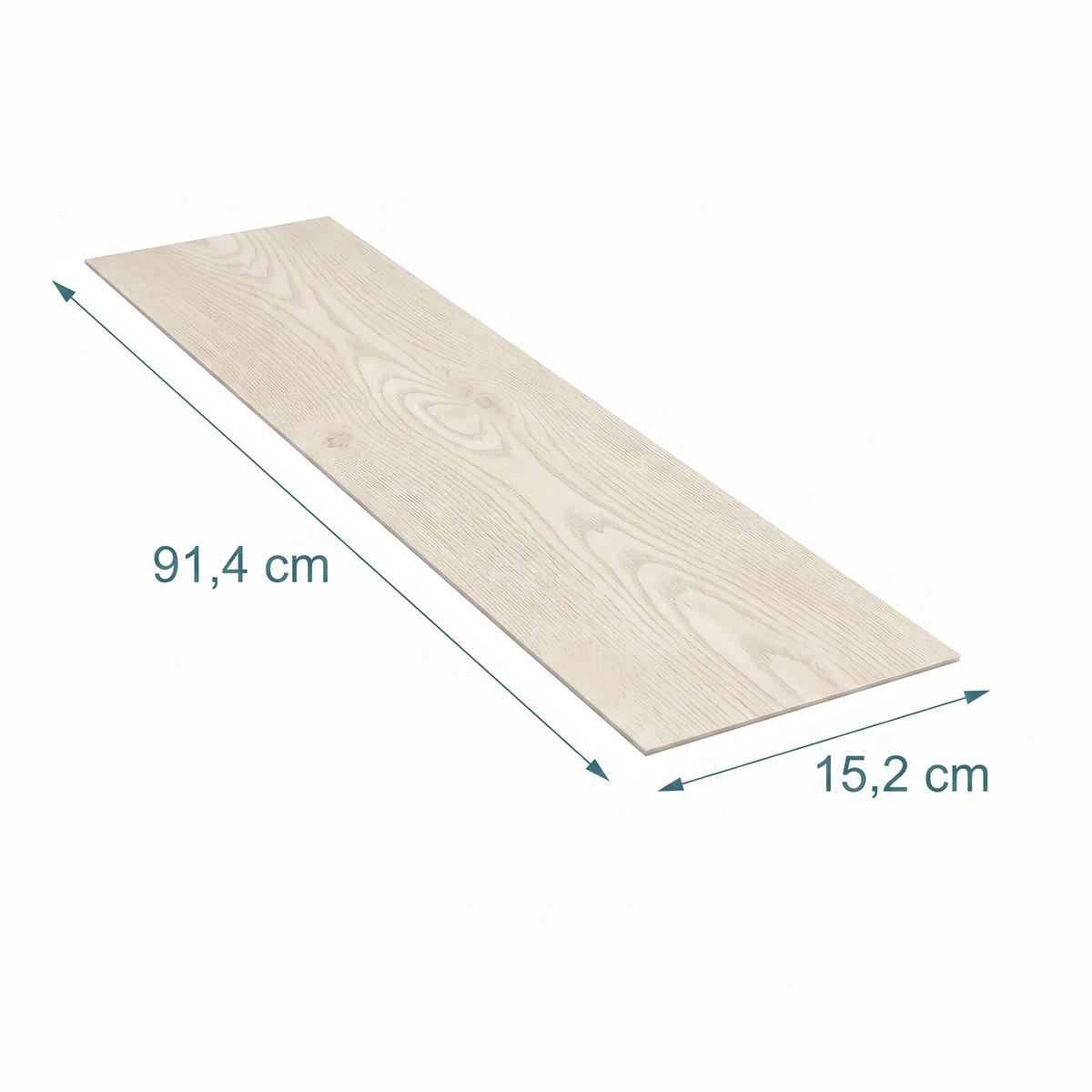 VINYLBODEN Eiche gewaschen 36er-Set selbstklebend - Creme, Kunststoff (91.4/15.2/0.2cm) - Relaxdays