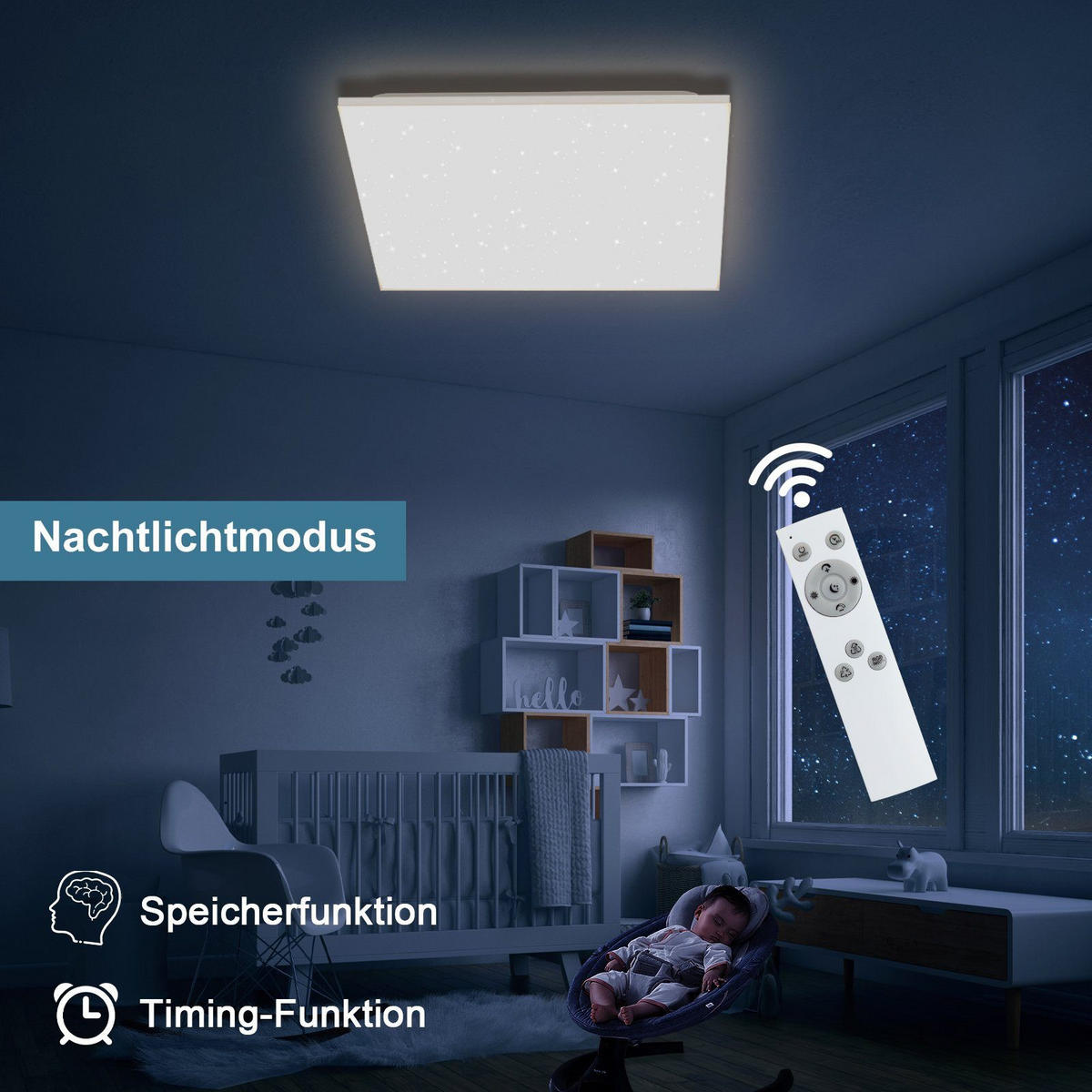 LED-DECKENLEUCHTE Xenia 45/45/7 cm - Weiß, Metall (45/45/7cm) - Nettlife