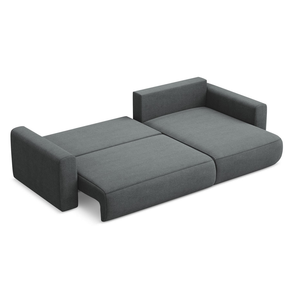 ECKSOFA mit Schlaffunktion Strukturstoff Stoff Grau - Schwarz/Grau, Kunststoff/Textil (278/149cm) - Makamii