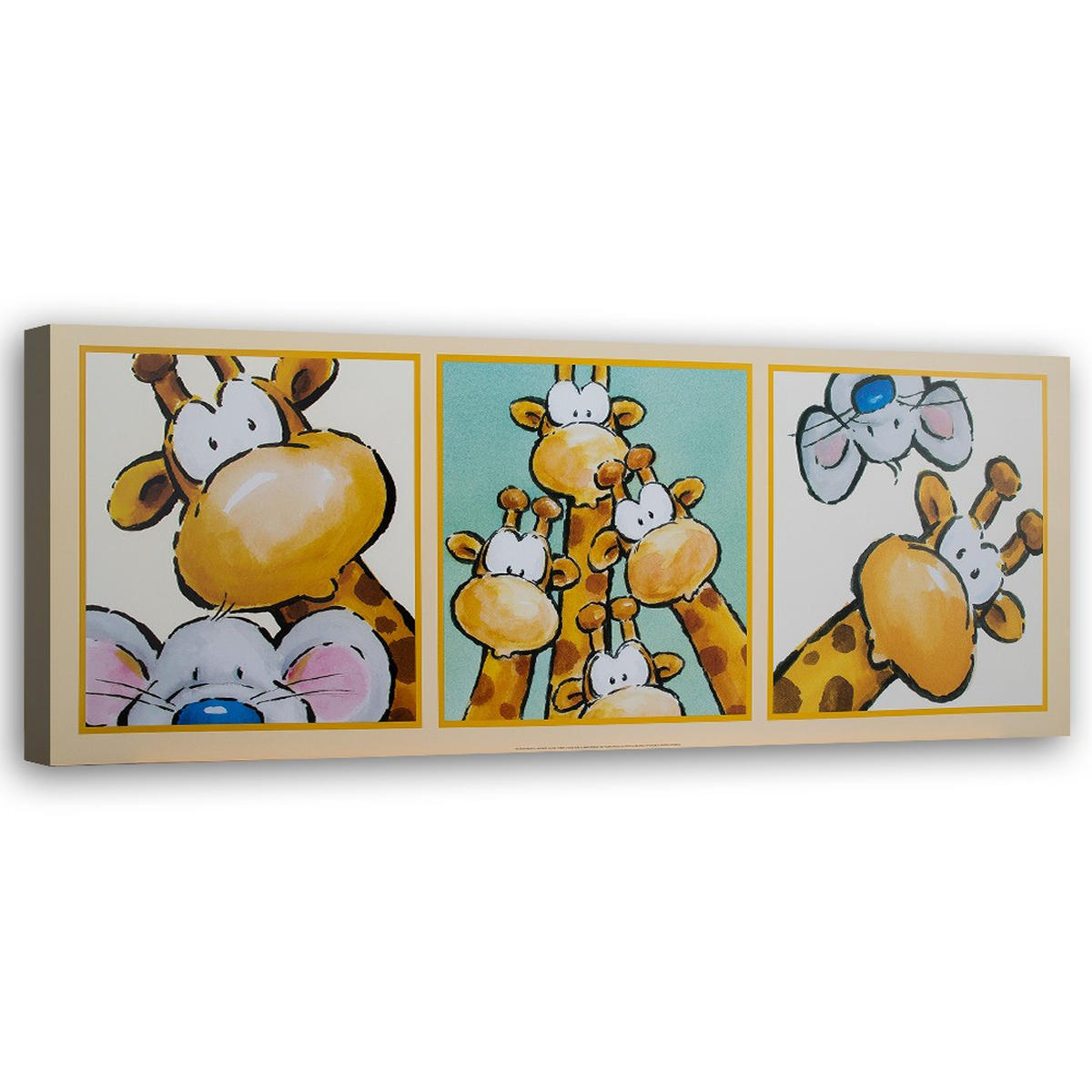 WANDBILD giraffe und maus - Orange, Textil (90/30cm) - Feeby