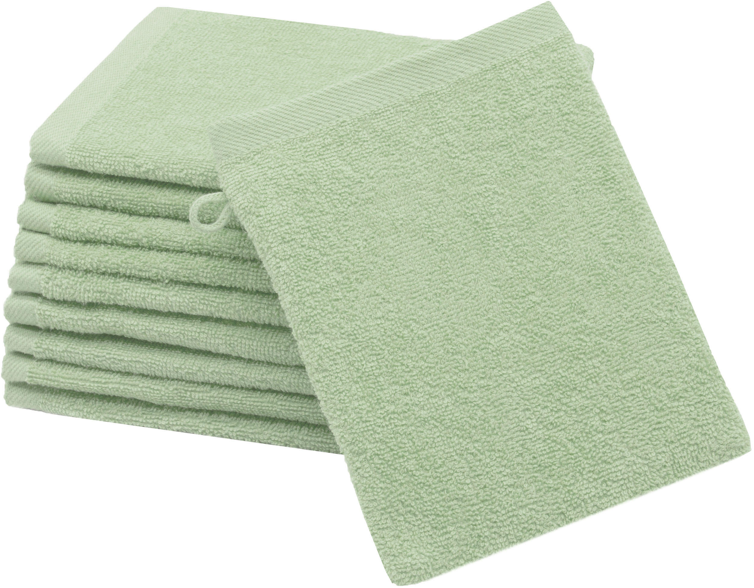 WASCHHANDSCHUH, 10er-Set, 16x21 cm, 100% Baumwolle, Grün - Hellgrün, Textil (16/21cm) - Zollner
