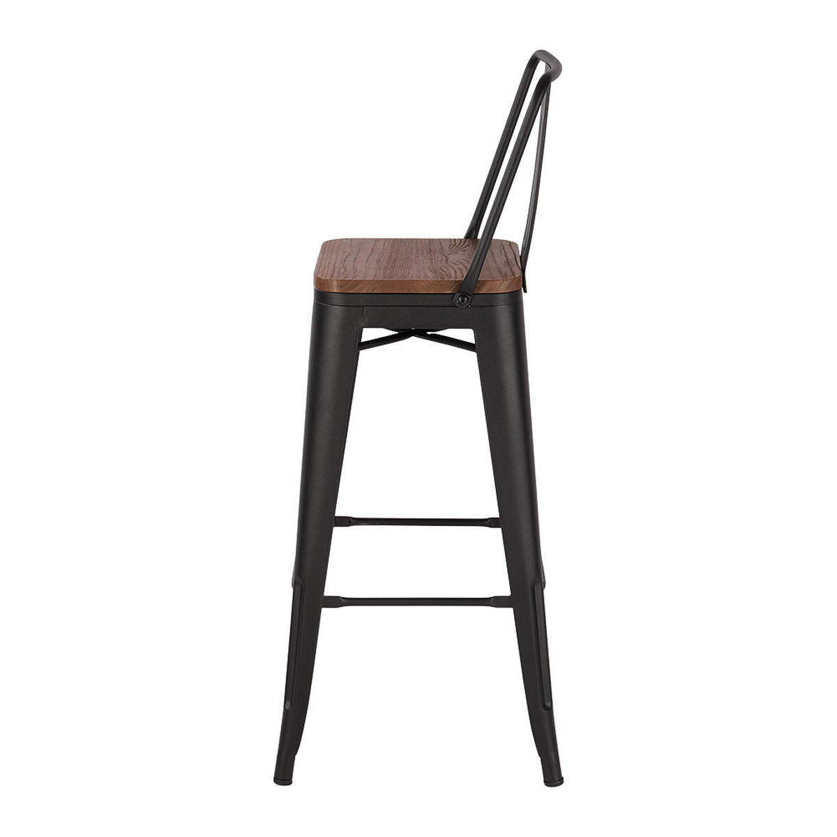 BARHOCKER 4er-Set Metallgestell Rückenlehne Braun - Dunkelbraun/Schwarz, Holz/Metall (43/105/43cm) - Livingandhome
