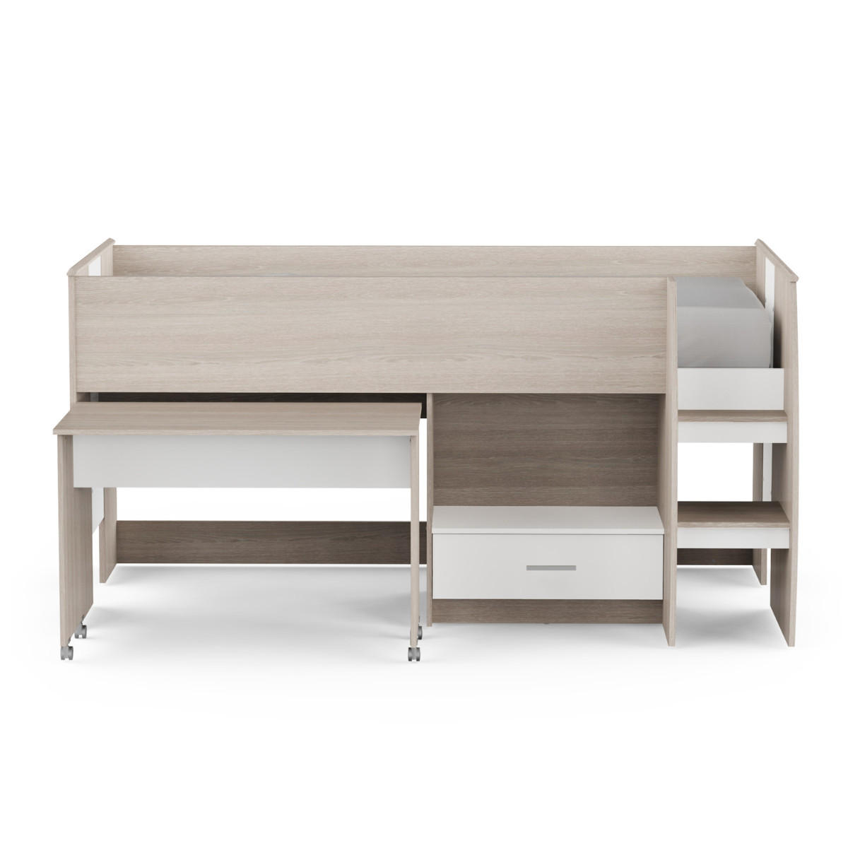 KOMBIBETT mit Schreibtisch 90x200 cm Lattenrost inklusive - nano 120,9/204,5/103,3 cm - Apfelbaumfarben, Holzwerkstoff - Calicosy