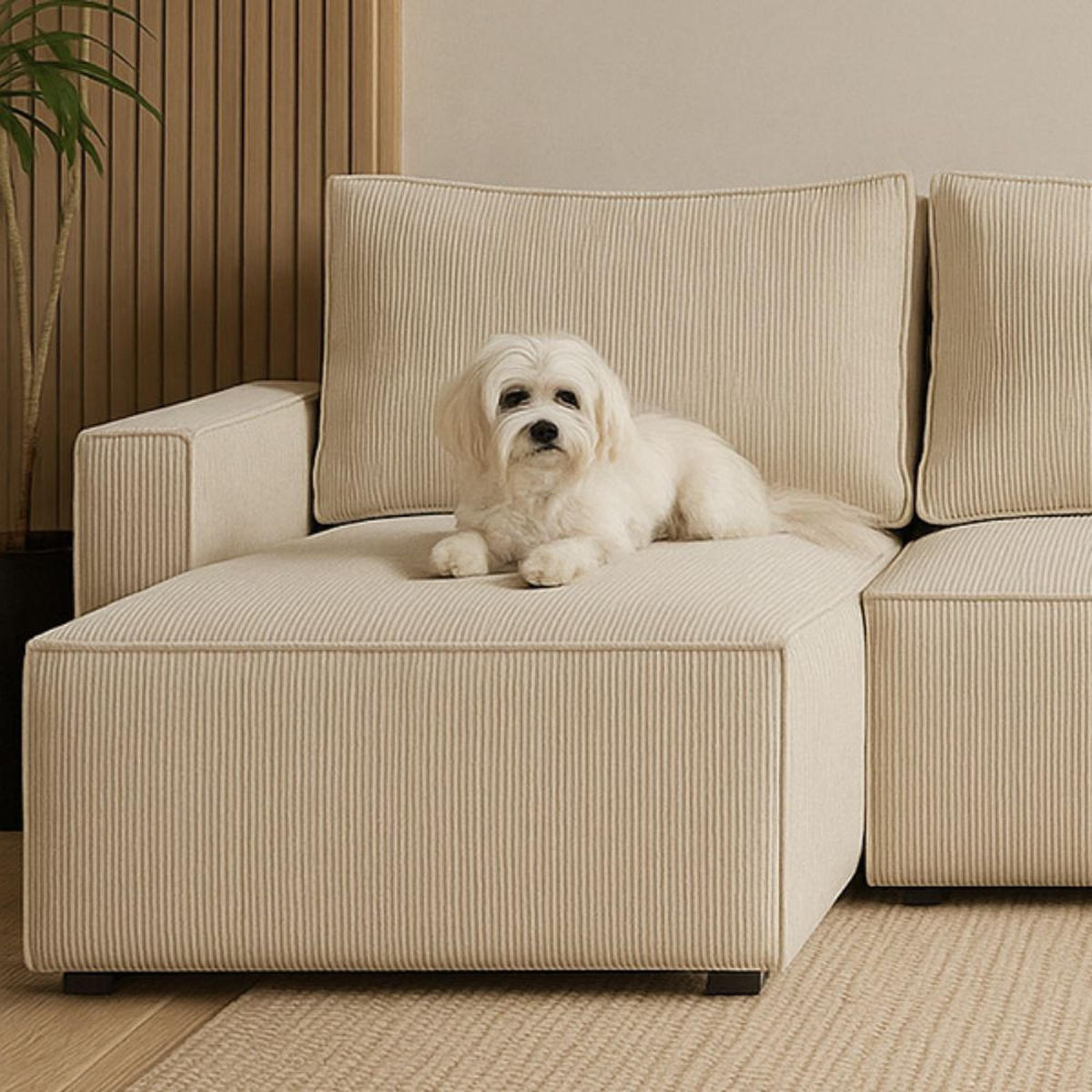 ECKSOFA LIVIO U mit Schlaffunktion und Bettkasten – Moderne Wohnlandschaft in U-Form (POSO 100) - Cappuccino, Holz (300/90/142cm) - Dekori_Interiors