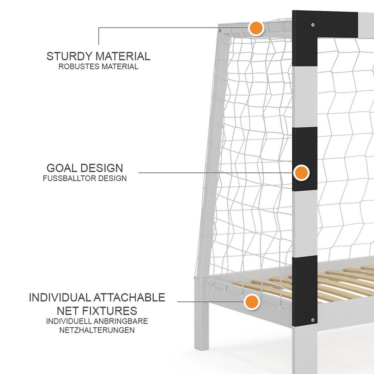 DĚTSKÁ POSTEL Fußballtor Bílá - bílá, dřevo - VitaliSpa