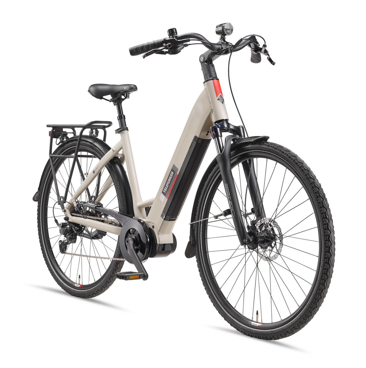 E-BIKE Cityrad RC680 Elektrofahrrad 28 Zoll Mittelmotor 10-Gang Kettenschaltung 705,6 Wh Pedelec - Grau, Metall (115cm) - Telefunken