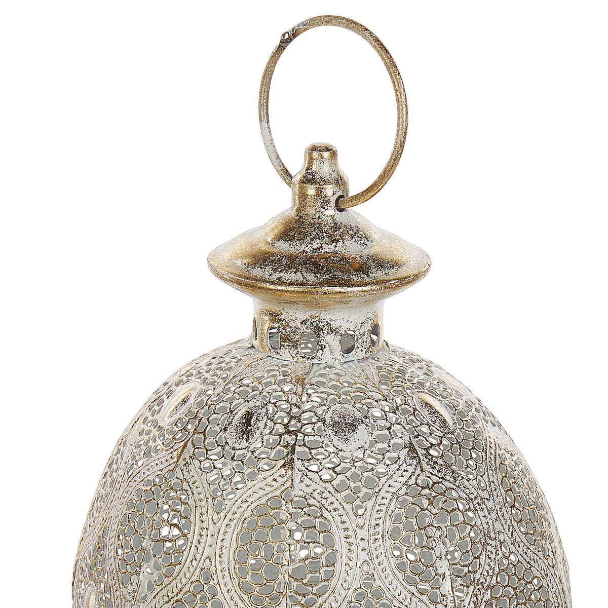 LATERNE Metall 34 cm Gold Amorgos - Goldfarben/Weiß, Metall (19/34/19cm) - Beliani