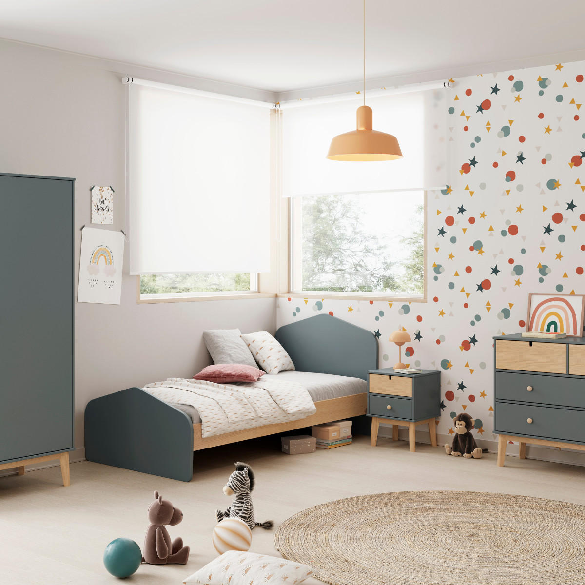 SPACÍ plocha postele 90x190 cm - LÉONIE - zelená barva, dřevo (190/90cm) - Calicosy