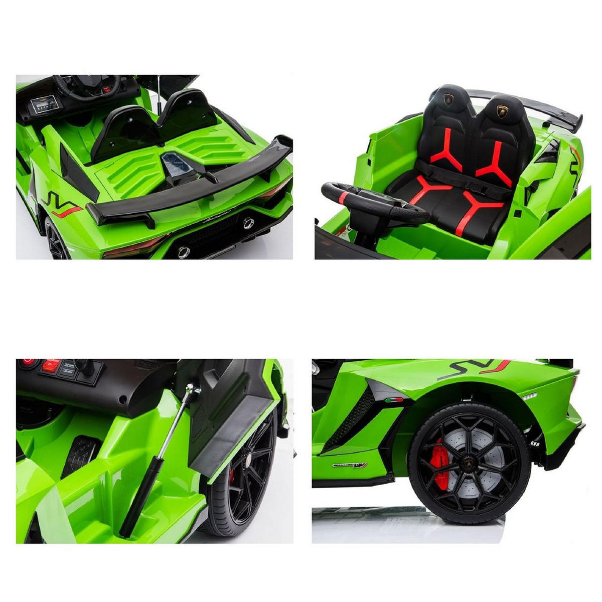 ELEKTROAUTO Lamborghini Aventador SVJ grün EVA-Reifen, Kunstledersitz, 2x 35 Watt Motoren, 12V 7Ah Akku, Radio - Grün, Kunststoff (123/66/45cm) - Es-Toys