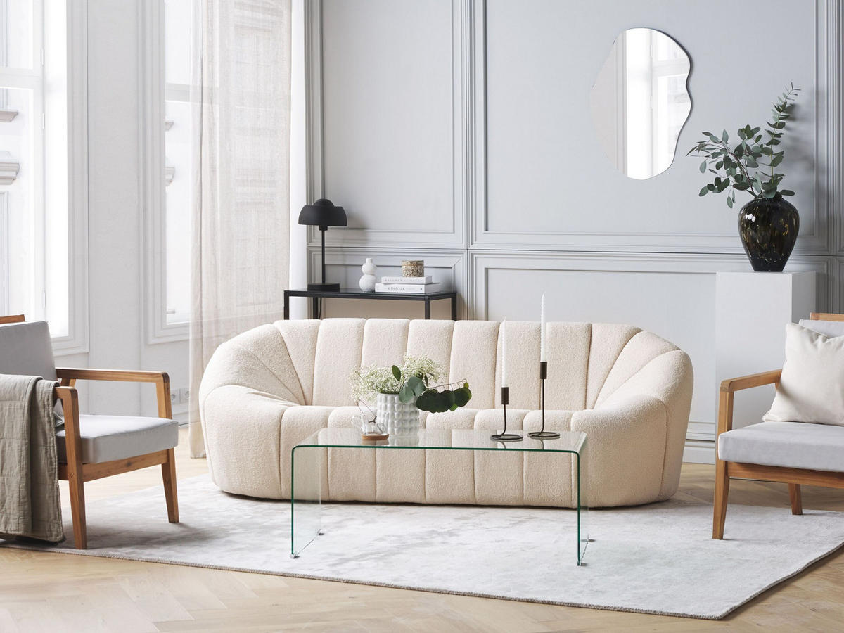 3-SITZER-SOFA Polyester Weiß Lomma - Weiß, Textil (190/70/82cm) - Beliani