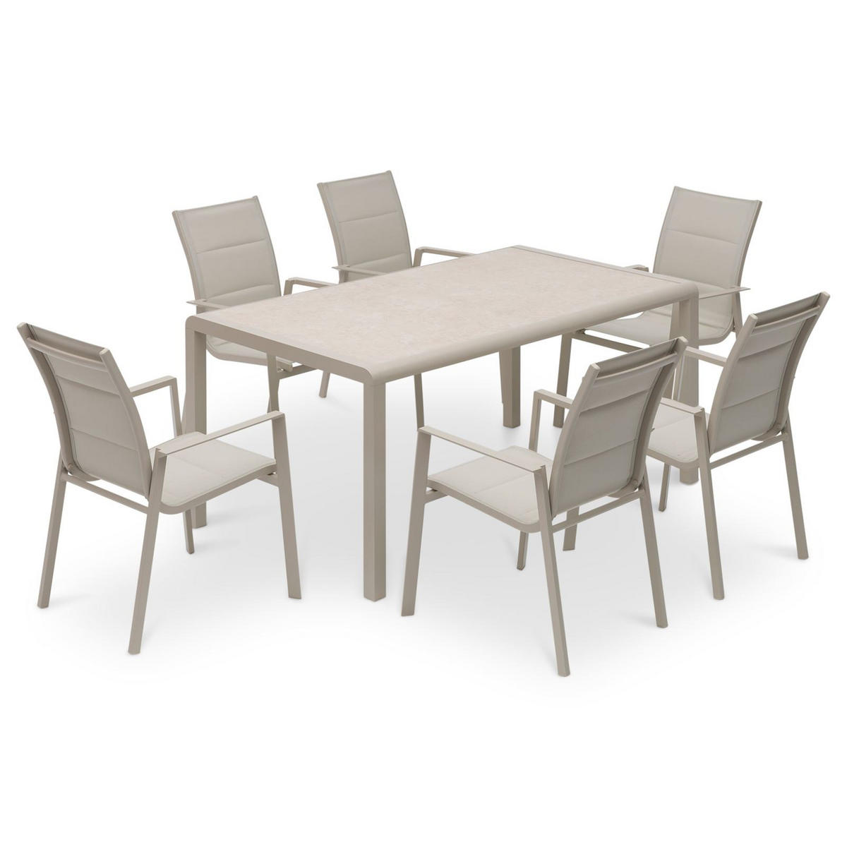 GARTENMÖBEL SET TRAPANI 7er Set champagne - Champagner, Glas/Metall - IDIMEX