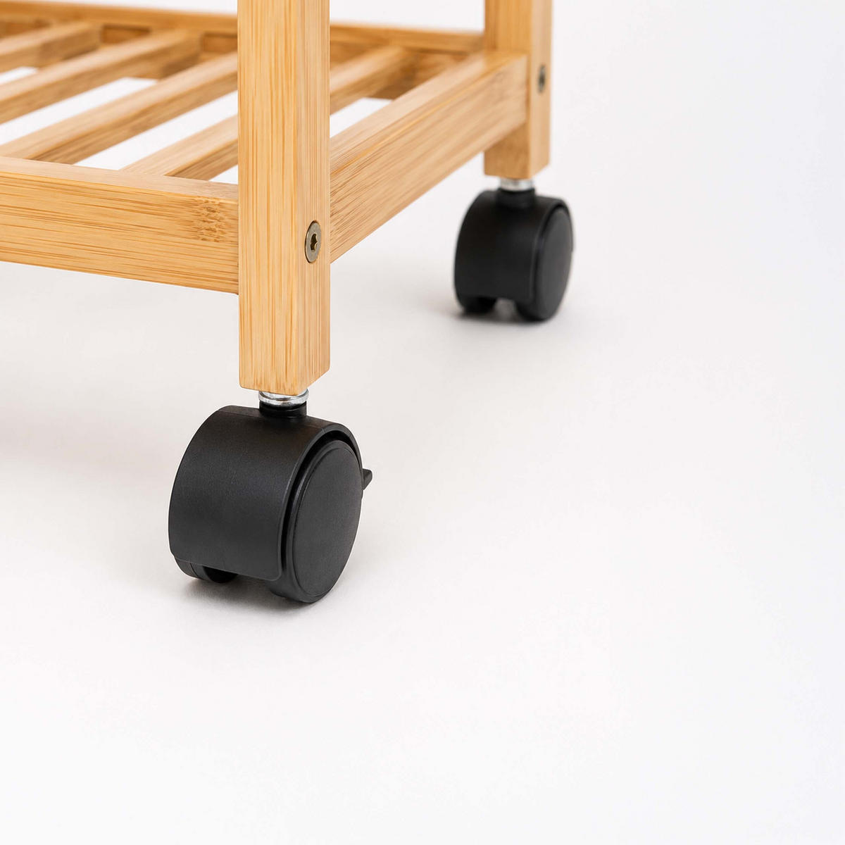 KLÄDSTÄLLNING Natur bambu med hjul - Ljusbrun, Trä/Plast (100/160/35cm) - Relaxdays