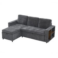 ECKSOFA L Form Stauraum 3-Sitzer Chenille Grau 202cm - Grau, Textil (202/136cm) - FLIEKS