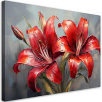 WANDBILD rote lilien blumen pflanzen natur - Rot, Textil (60/40cm) - Feeby