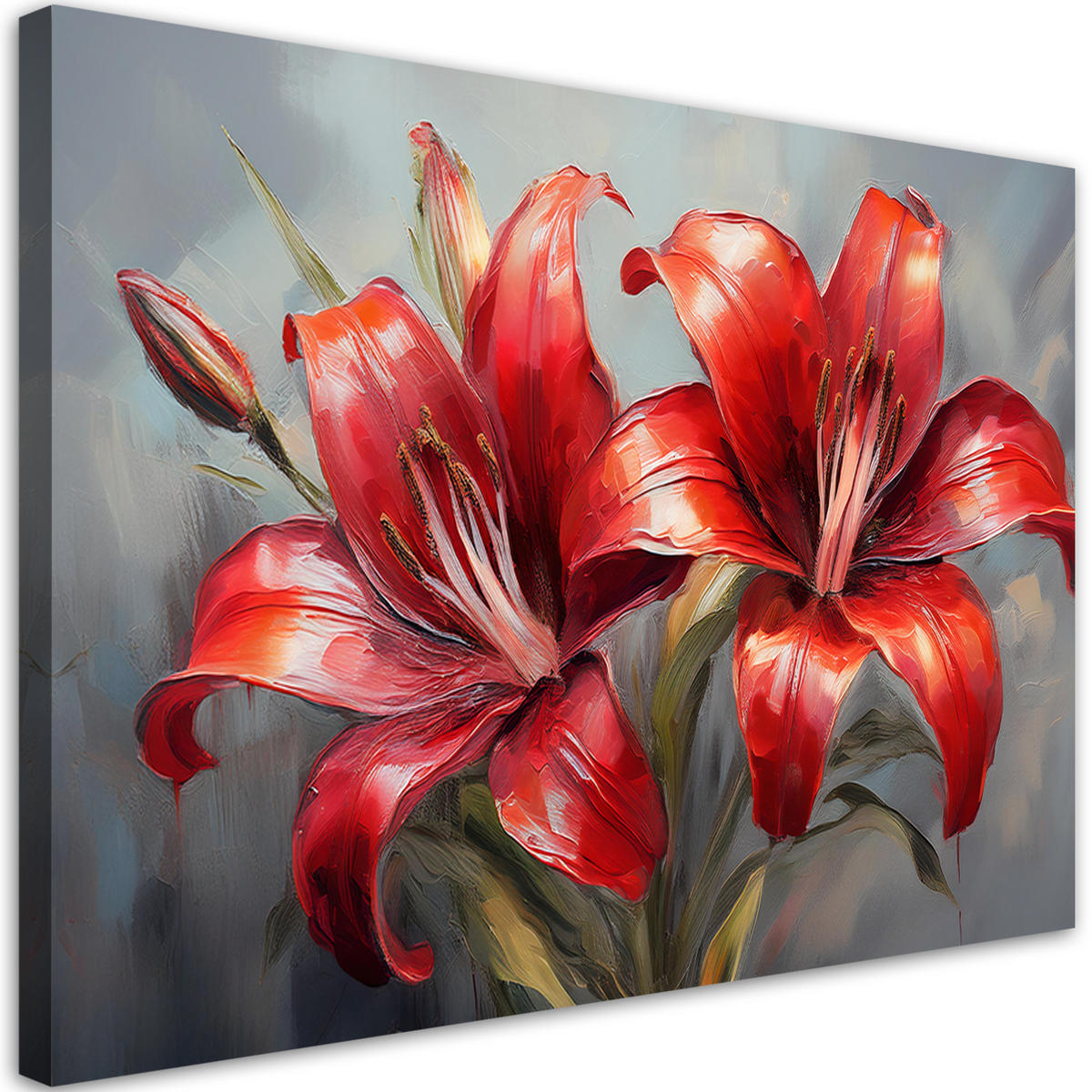 WANDBILD rote lilien blumen pflanzen natur - Rot, Textil (60/40cm) - Feeby