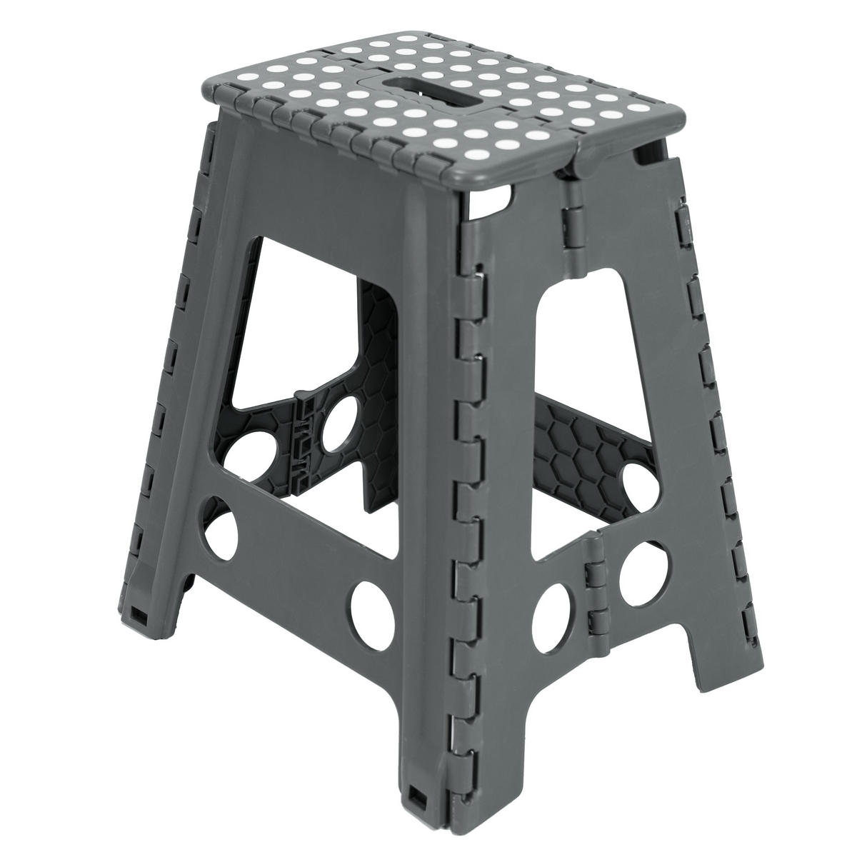 KLAPPHOCKER, 29x22x45 cm, 100% Kunststoff, Grau - Anthrazit, Kunststoff (29/45/22cm) - Zollner